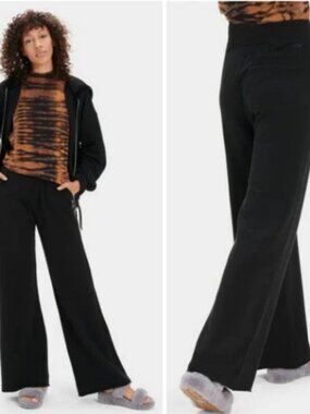 UGG Fleece Lined Wide Leg Lounge Pants Black Size Large